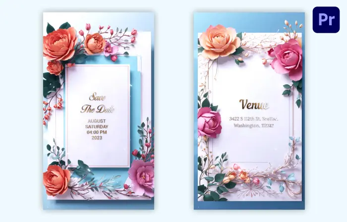Custom 3D Floral Wedding Invite Instagram Story
